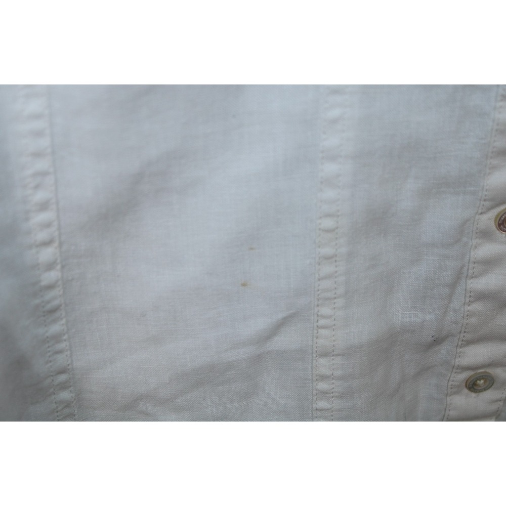 Tommy Bahama Women's Medium White Short Sleeve V-Neck Linen Shirt - Picture 4 of 8